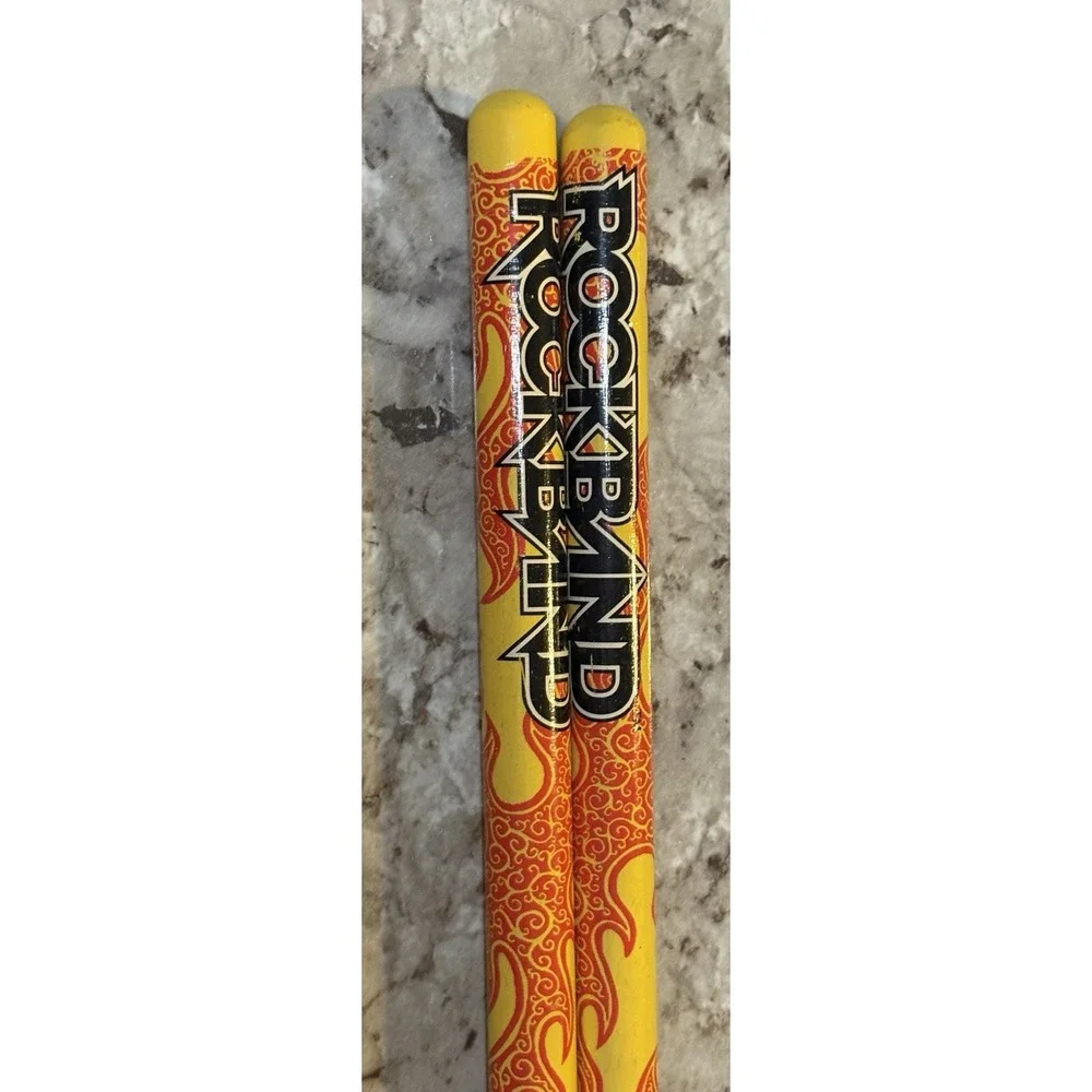 RockBand Yellow Wooden Drum Sticks OEM RARE Xbox 360 Playstation 3 Nintendo